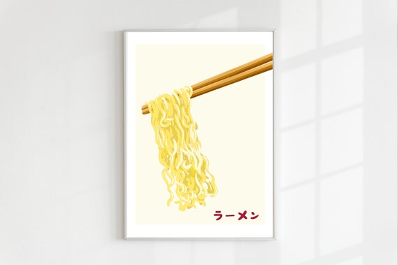 Noodles Wall Art Aesthetic Kitchen Wall Prints Minimalist Food Print Cute Kitchen Wall Art Funny Noodle Wall Art