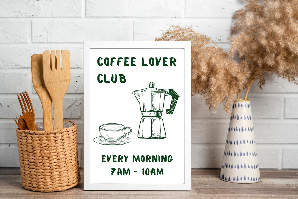 Coffee Lover Club Moka Pot Morning Brew Kitchen Decor Poster - Image 2