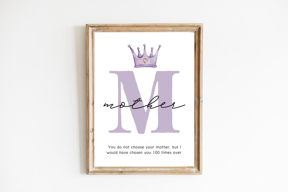 Mother M Initial Crown Quote Meaningful Mom Gift Decor Poster
