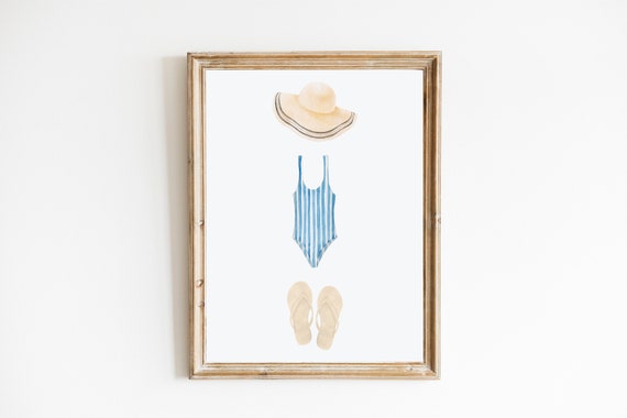 Cute Summer Print Beach Day Art Female Diving Print Minimalist Wall Art Dorm Decor Bikini Print Summer Wall Art Watercolor Print