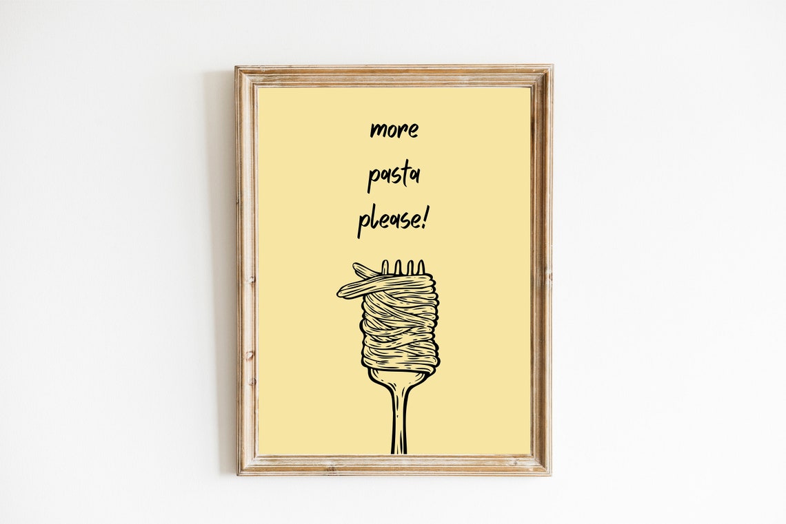 More Pasta Please Spaghetti Fork Funny Italian Kitchen Poster - Image 3