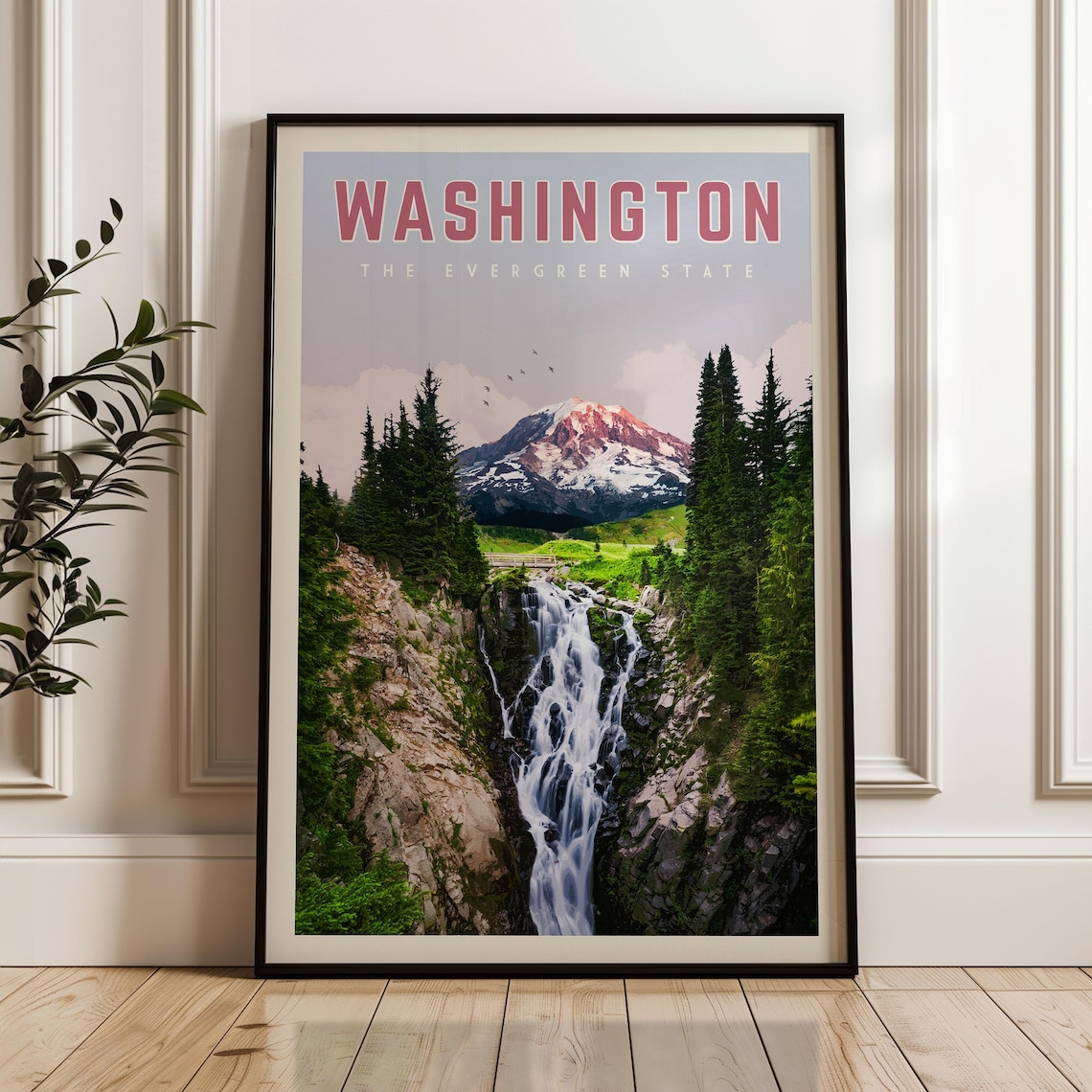 Washington State Travel Poster Print, Mount Rainier