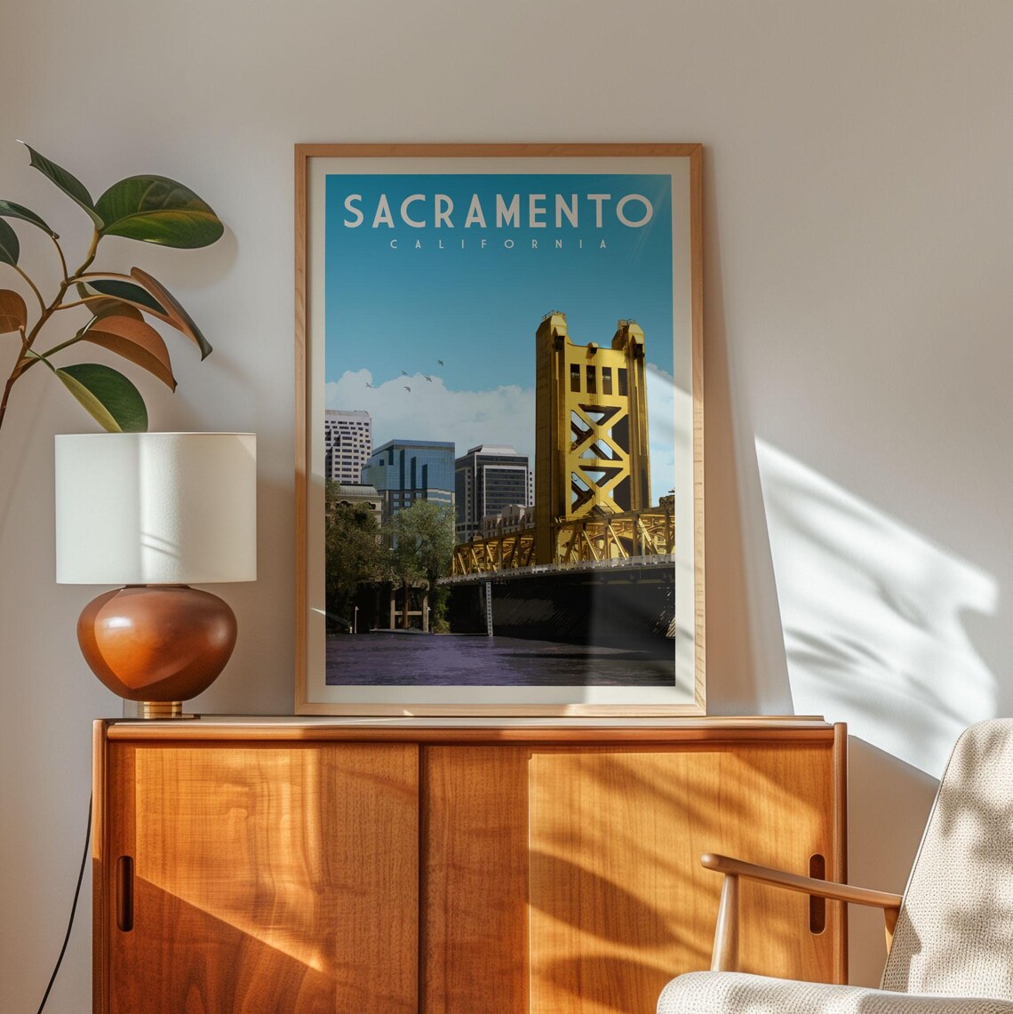 Sacramento Travel Poster Print Wall Art Canvas Gift Map Postcard