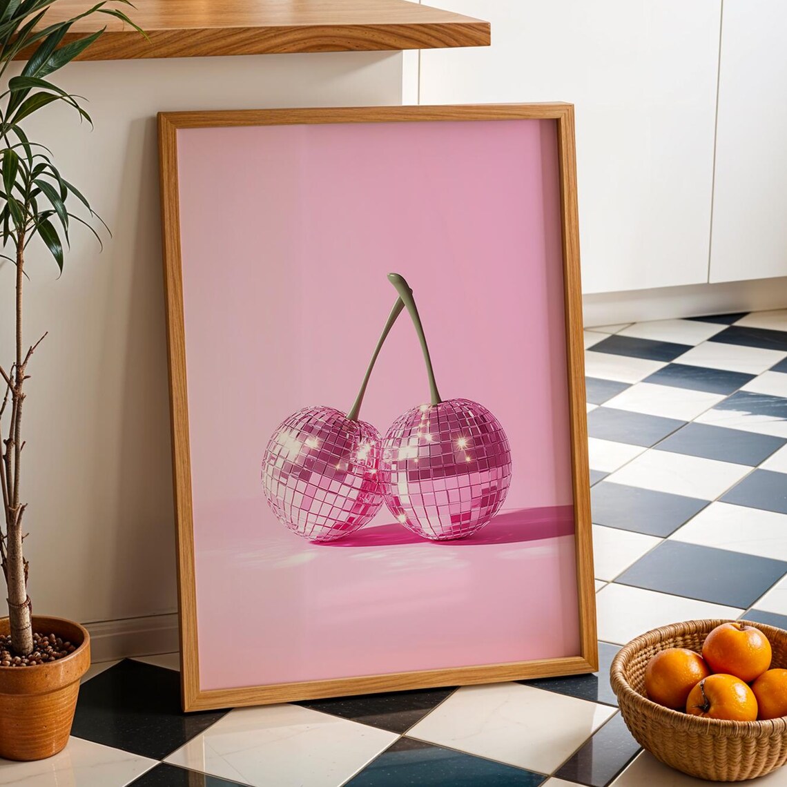 Disco Cherry Poster, Funky Kitchen Wall Art