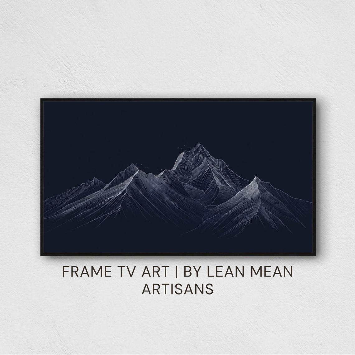 Minimalist Mountain Line Art Starry Night Frame TV Art Print