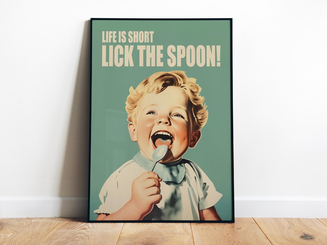 Funny Kitchen Retro Poster, Vintage Kitchen Humor