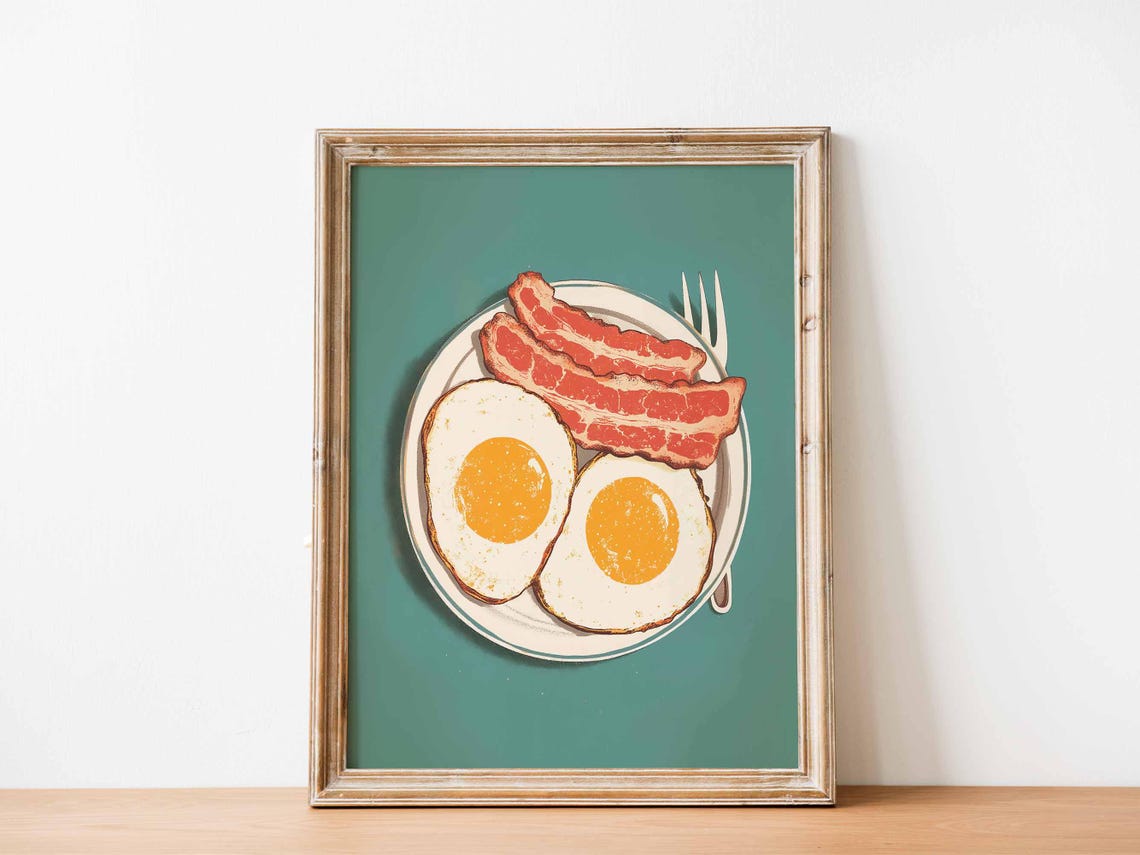 Classic Retro Eggs And Bacon Breakfast Plate Kitchen Food Poster - Image 5