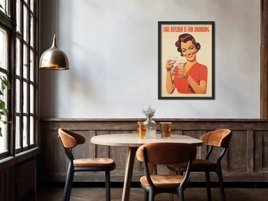 This Kitchen Is For Drinking Retro Cocktail Housewife Poster - Image 4