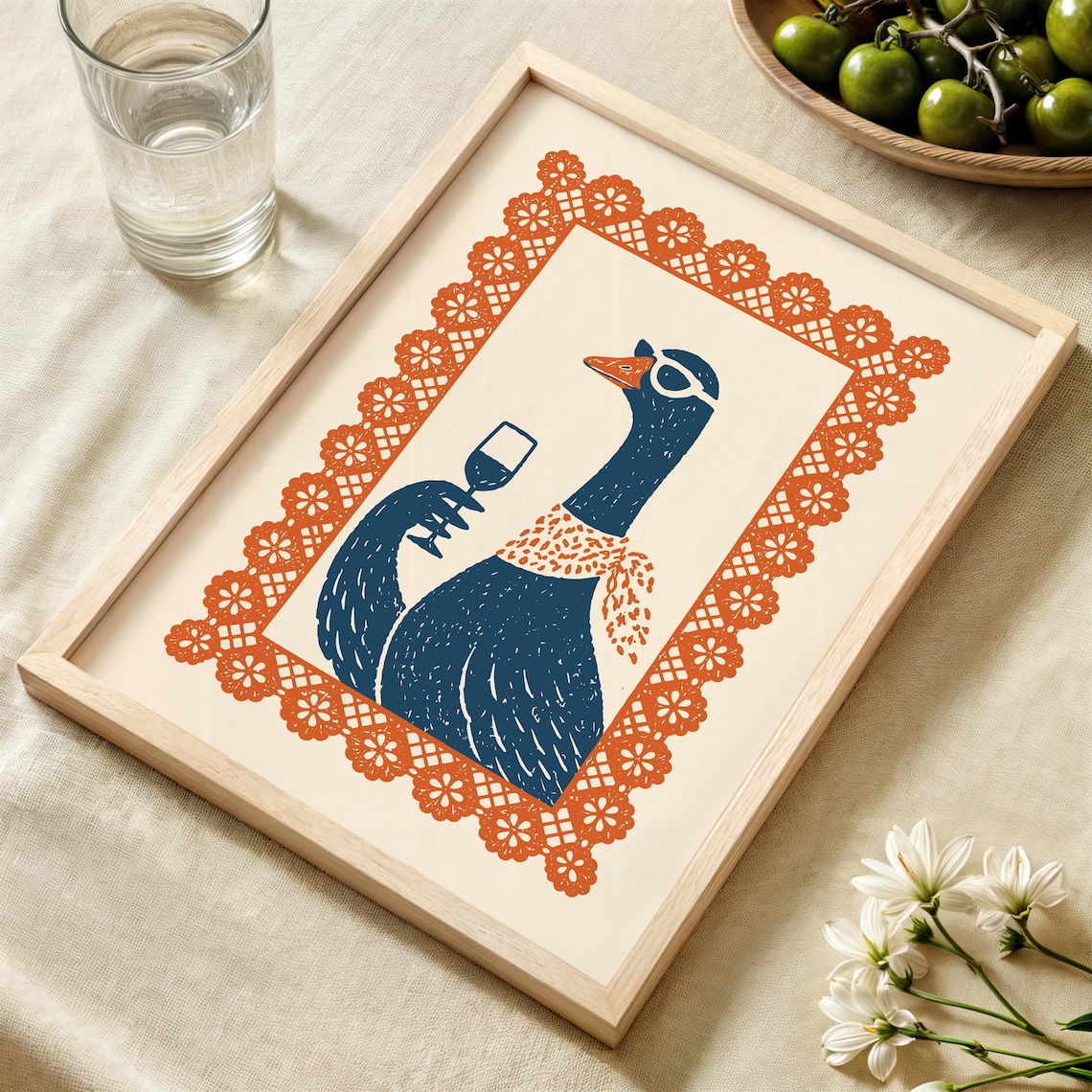 Silly Goose Retro Art Print, Kitchen Nook