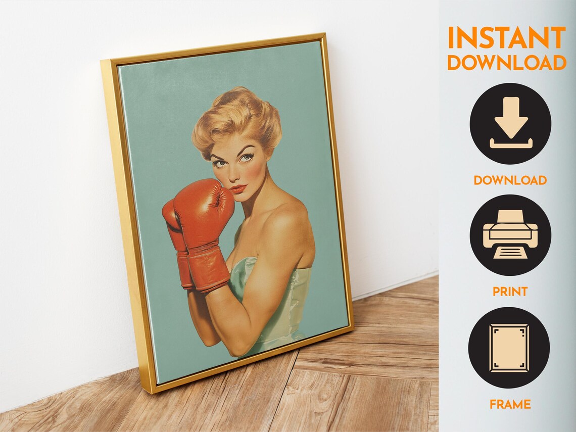 Retro Female Boxer Art Print, 50s 60s Gym Decor - Image 6