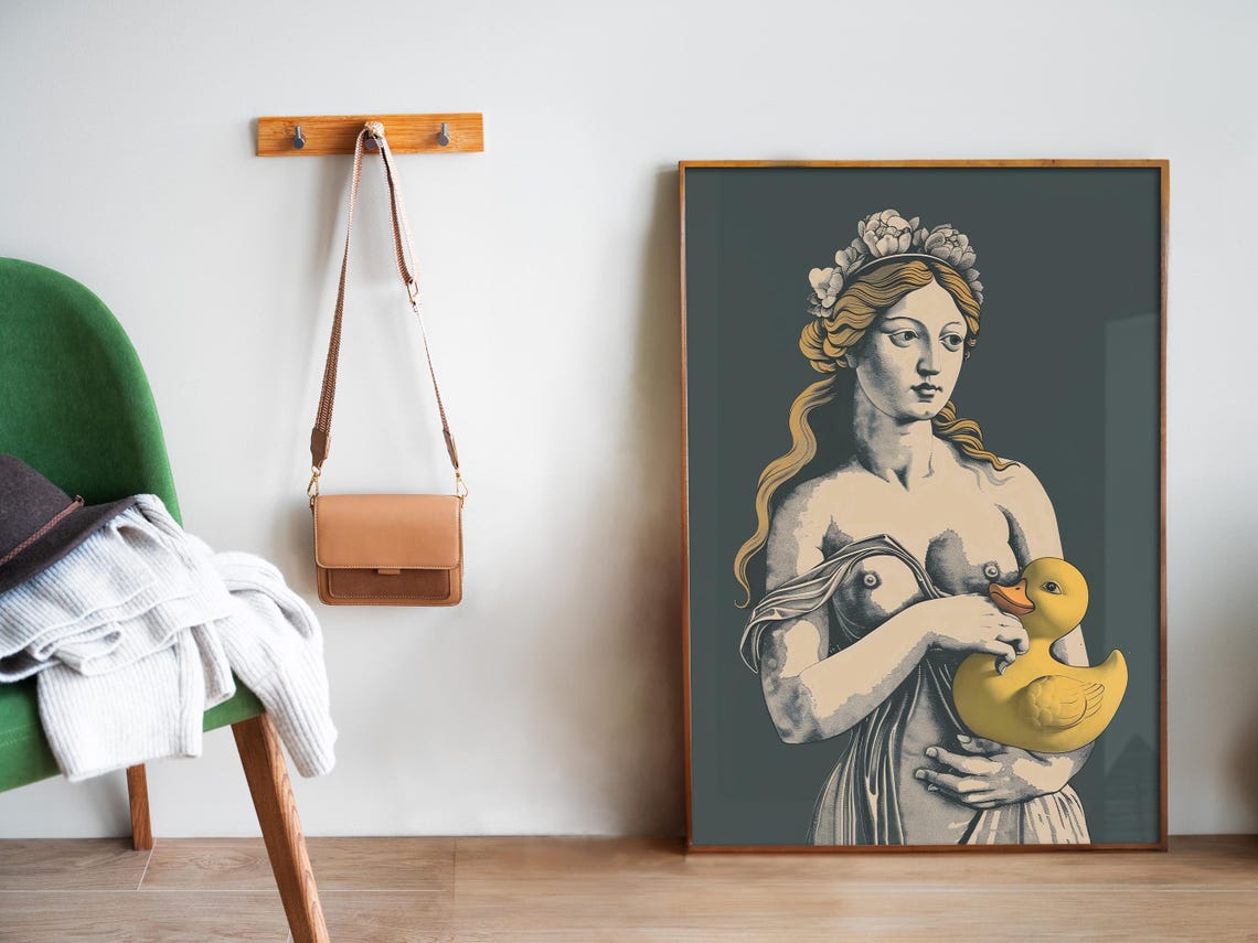 Venus Holding a Rubber Duck Funny Classical Bath Art Parody Poster - Image 5