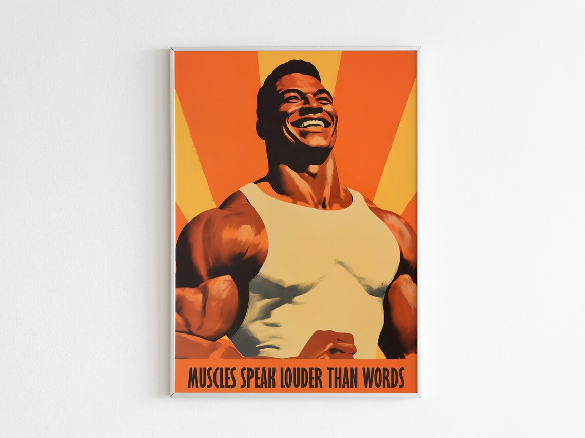 Retro Bodybuilding Gym Poster, Fitness Wall Art Print - Image 3