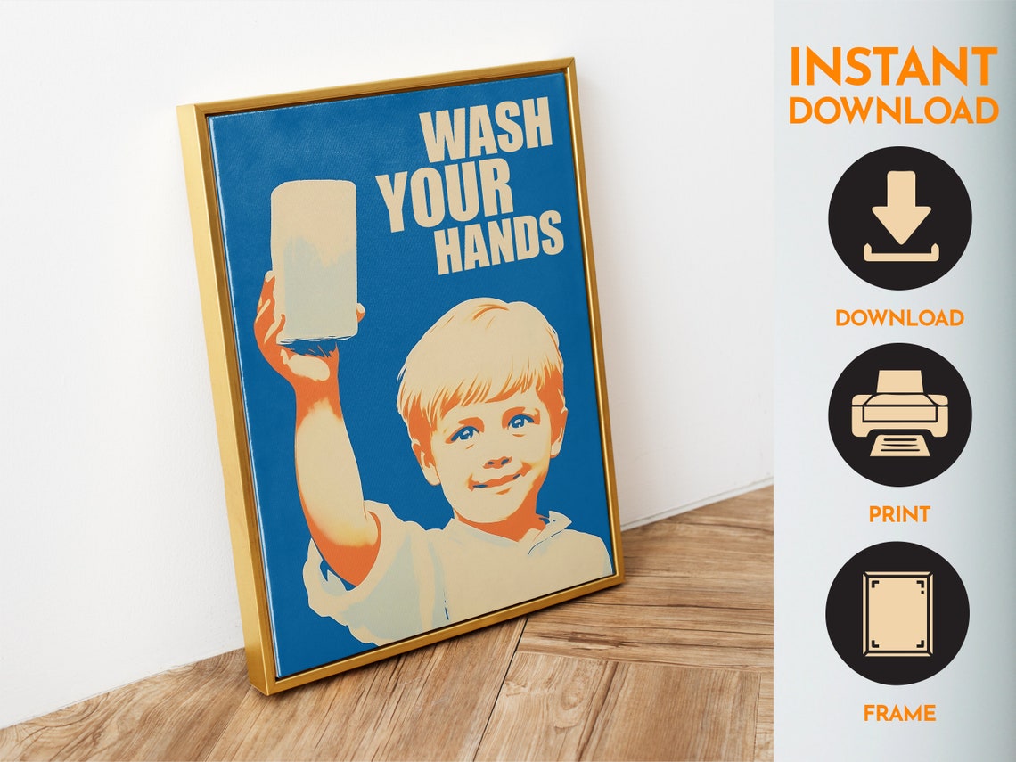Wash Your Hands Funny Vintage Soap Bar Kid Retro Bathroom Wall Poster - Image 6