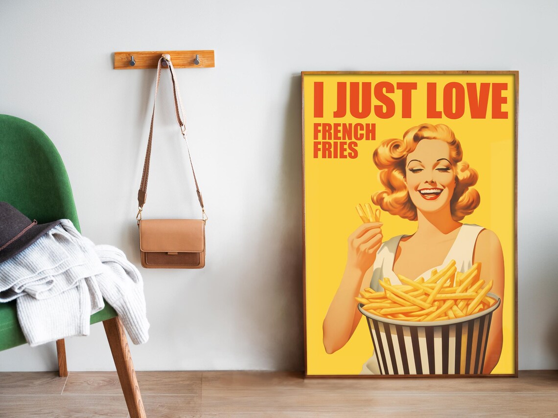 I Love French Fries Retro Kitchen Art Print - Image 5