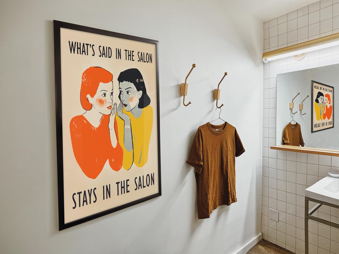 Retro Hair Salon Art Print, Neutral Salon Decor - Image 3