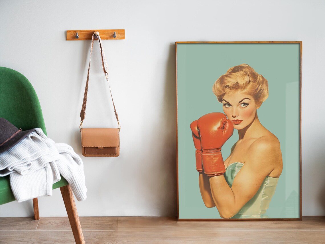 Retro Female Boxer Art Print, 50s 60s Gym Decor - Image 5