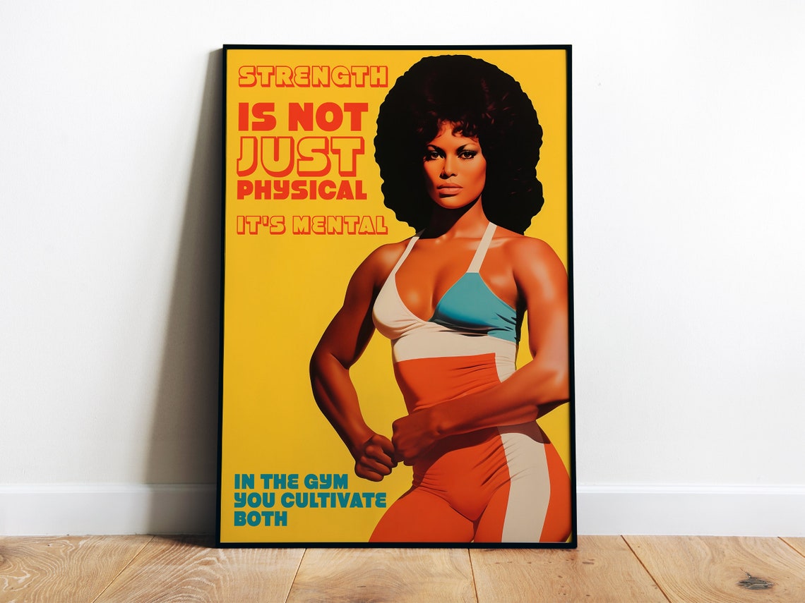 Gym Poster Fitness Art Print Gym Wall Art 70s Poster Fitness Girl Poster Gym Motivation Female Gym Wall Decor