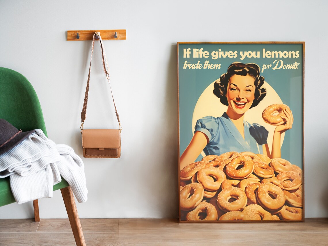 Retro Doughnut Kitchen Art Print, 50s Style - Image 5