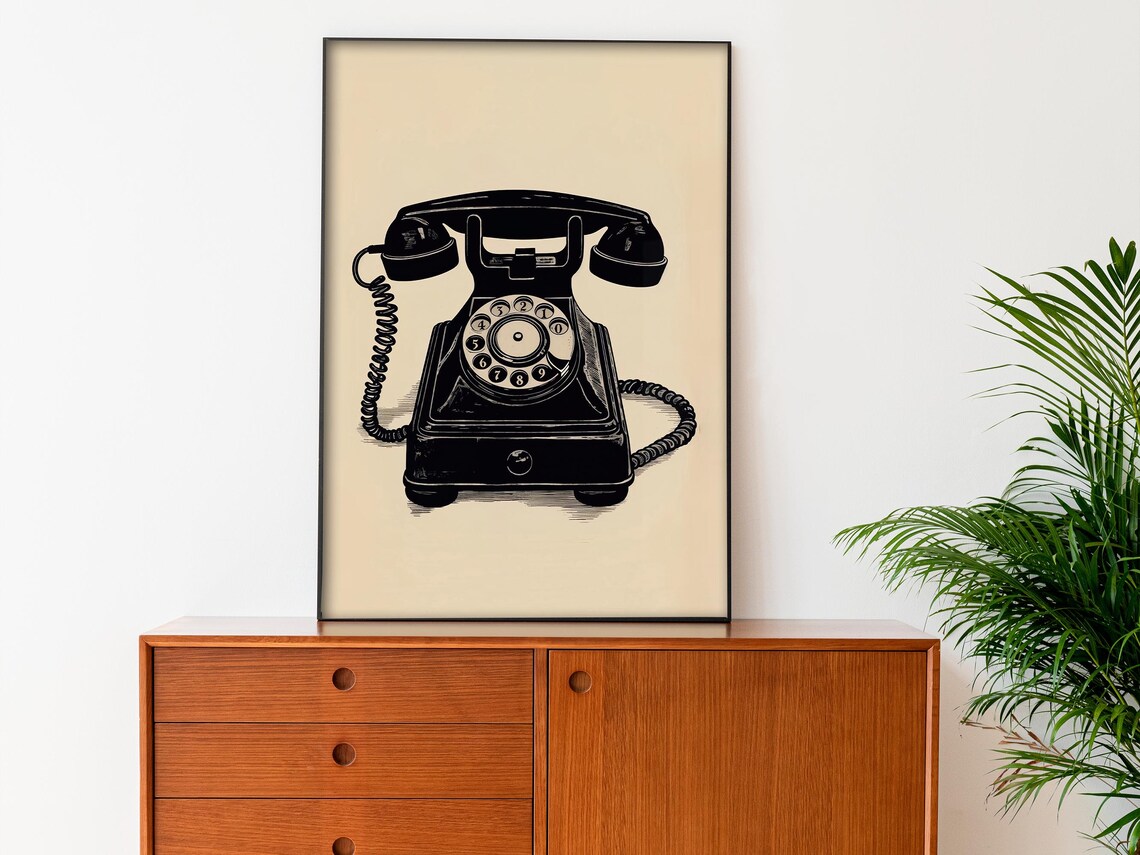 Rotary Phone Retro Telephone, Vintage Home Office Art Print - Image 2
