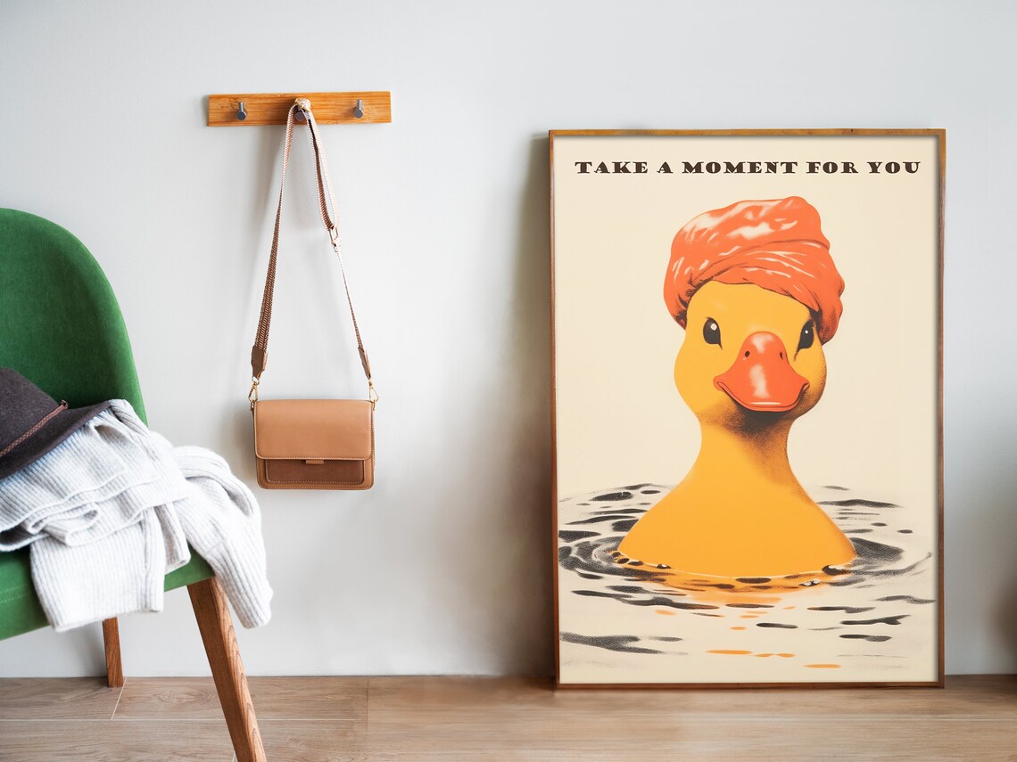 Yellow Rubber Duck Bathroom Art, Funny 50s 60s Poster - Image 5