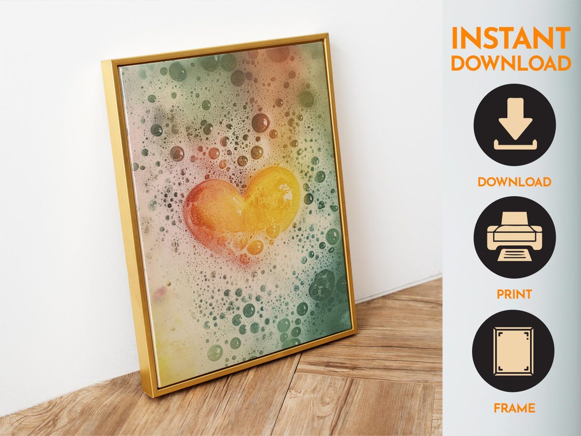Golden Heart In Water Bubbles Dreamy Love Abstract Art Poster - Image 6