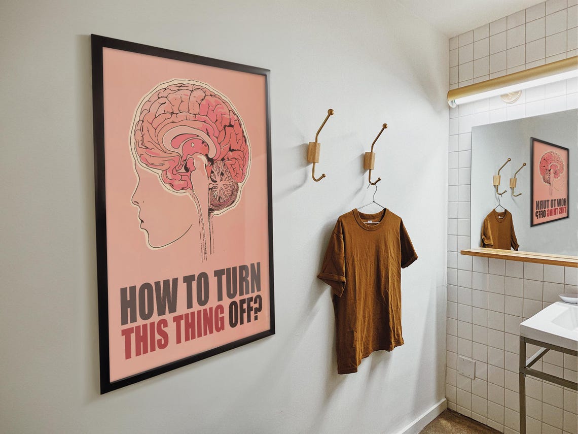 How To Turn This Thing Off Funny Pink Brain Anatomy Dorm Room Poster - Image 4