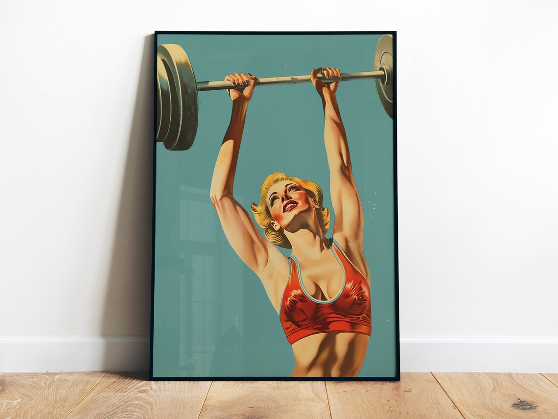 Retro Gym Female Gym Heavy Lifting Art Print