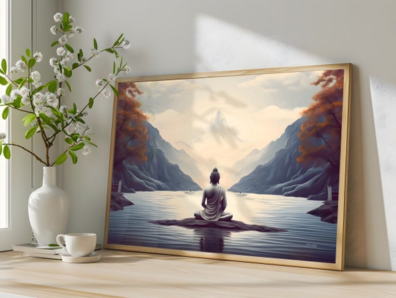 Poster Buddha Monk Landscape Format Zen And Asian Poster Without Frame Yoga And Meditation Gift Idea