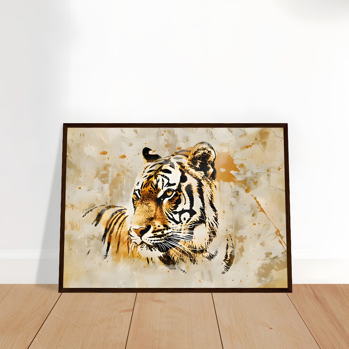 Tiger Head Portrait Sepia Grunge Wild Animal Jungle Art Poster