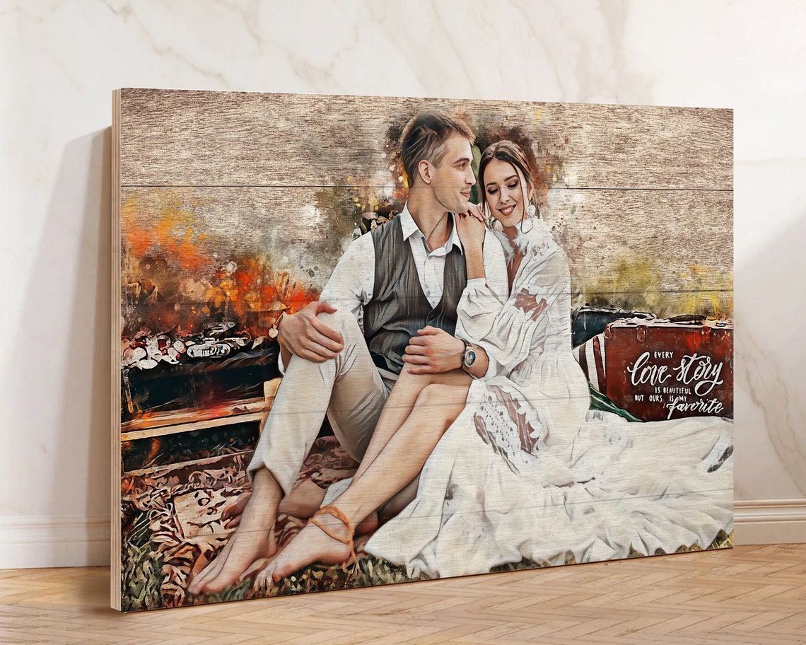 Bridal Shower Gift For Bride And Groom Gift Unique Wood Personalized Portrait Custom Bridal Gift Bridal Decor Wedding Shower Decorations - Image 2