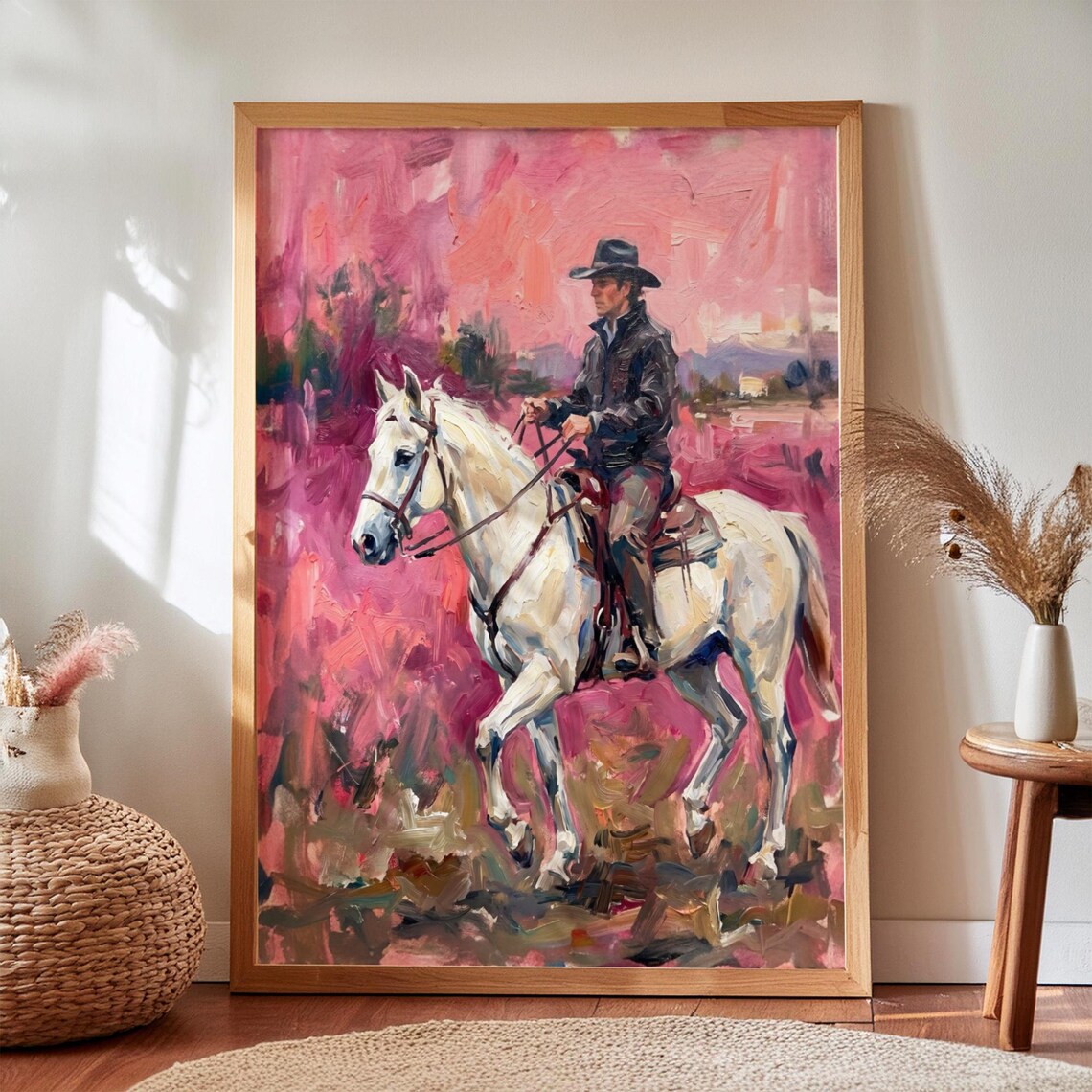 Modern Cowboy On Horse, Western Abstract Art Print