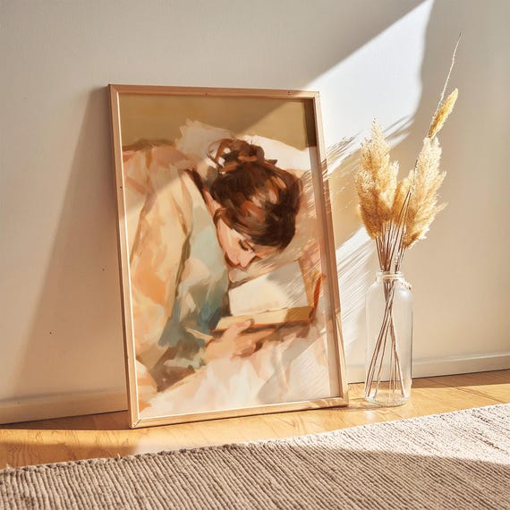 Woman In Bed Art Print Abstract Wall Decor Digital Download