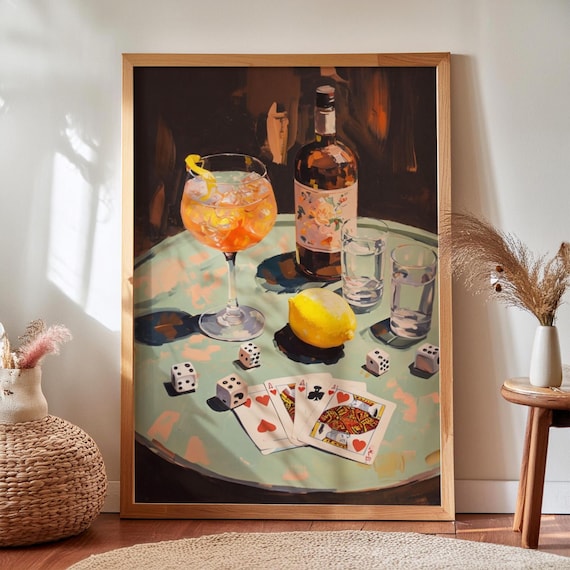 Retro Cocktail Cards Print Vintage Bar Still Life Digital Download