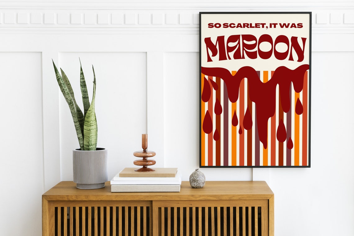 Taylor Swift Maroon Lyric Midnights Retro Typography Music Poster - Image 2