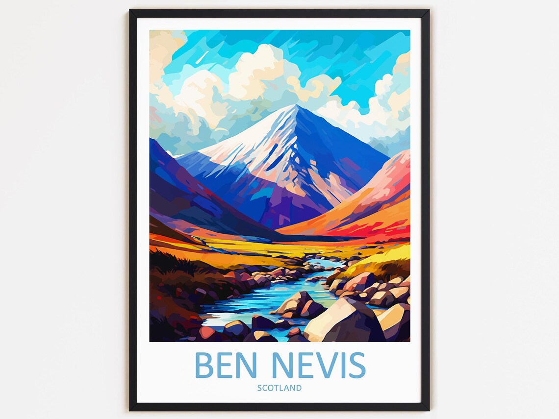 Ben Nevis Travel Print, Scotland Wall Decor