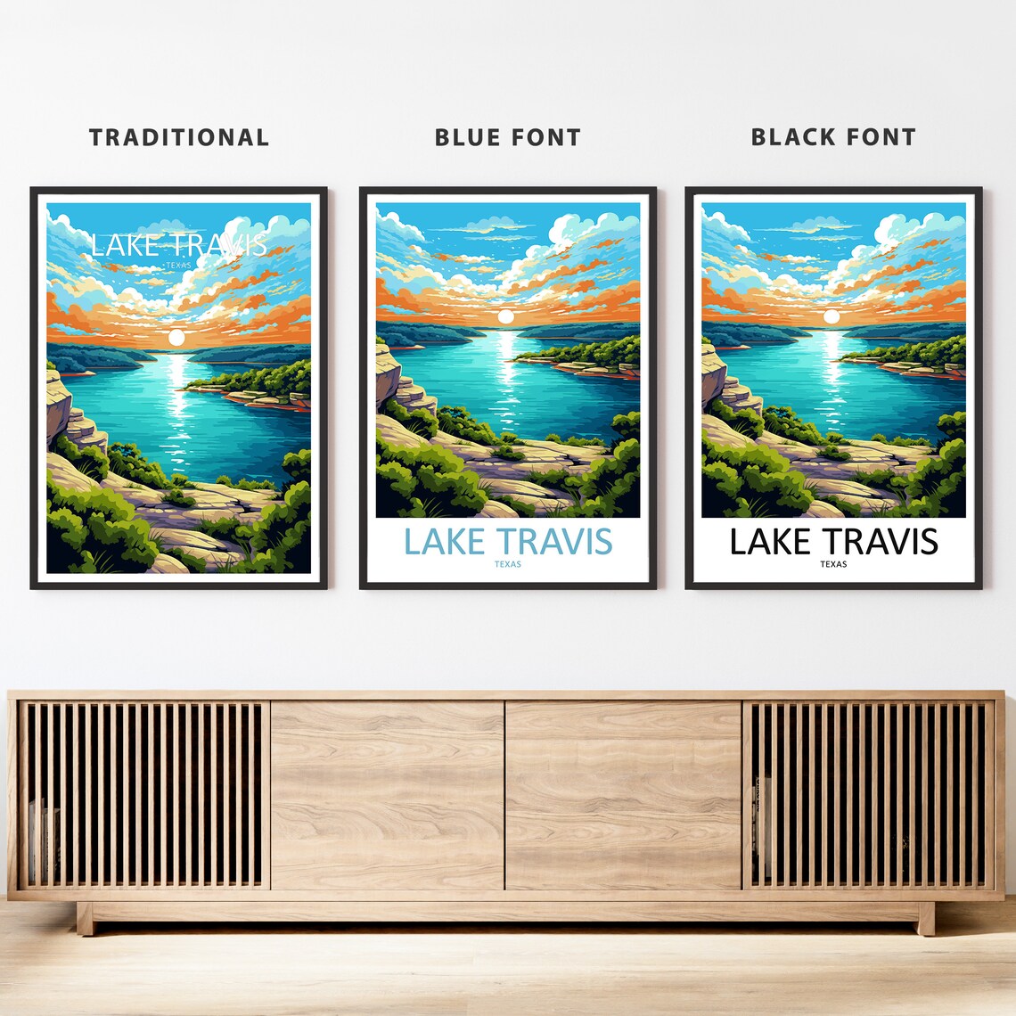 Lake Travis Travel Poster, Texas Landscape - Image 2