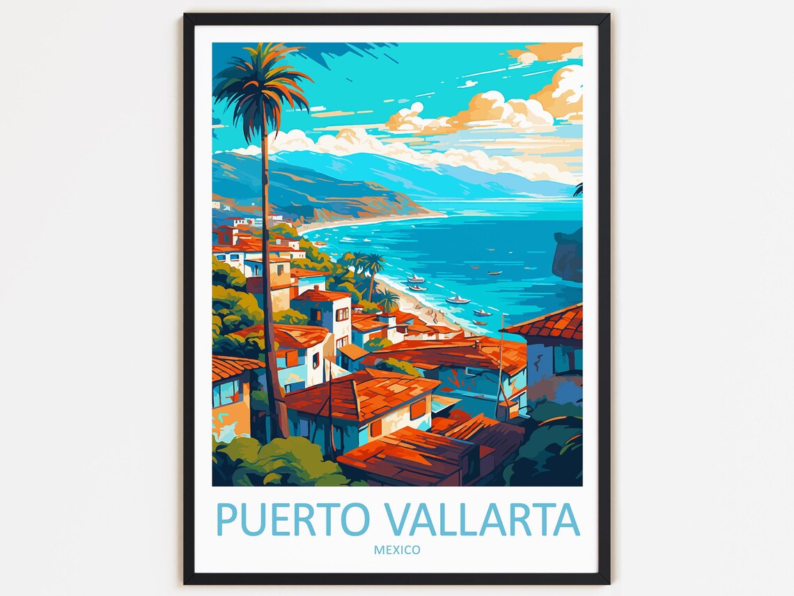 Puerto Vallarta Travel Poster, Mexico Wall Decor