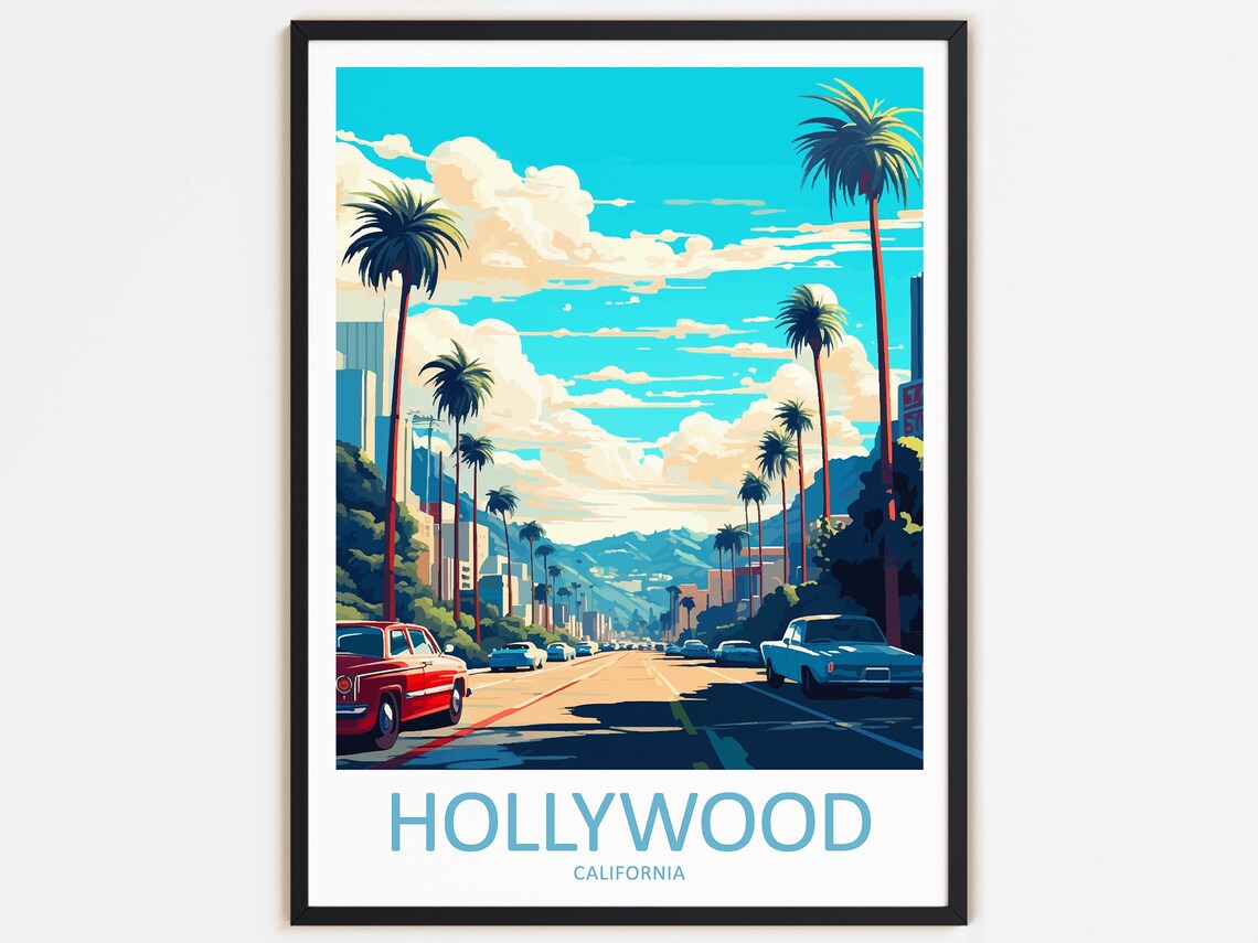 Hollywood Travel Print, California Home Decor