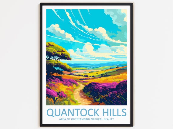 Quantock Hills Travel Print Wall Decor Quantock Hills Wall Hanging Art Home Dcor Area Of Outstanding Natural Beauty Gift Art Lovers