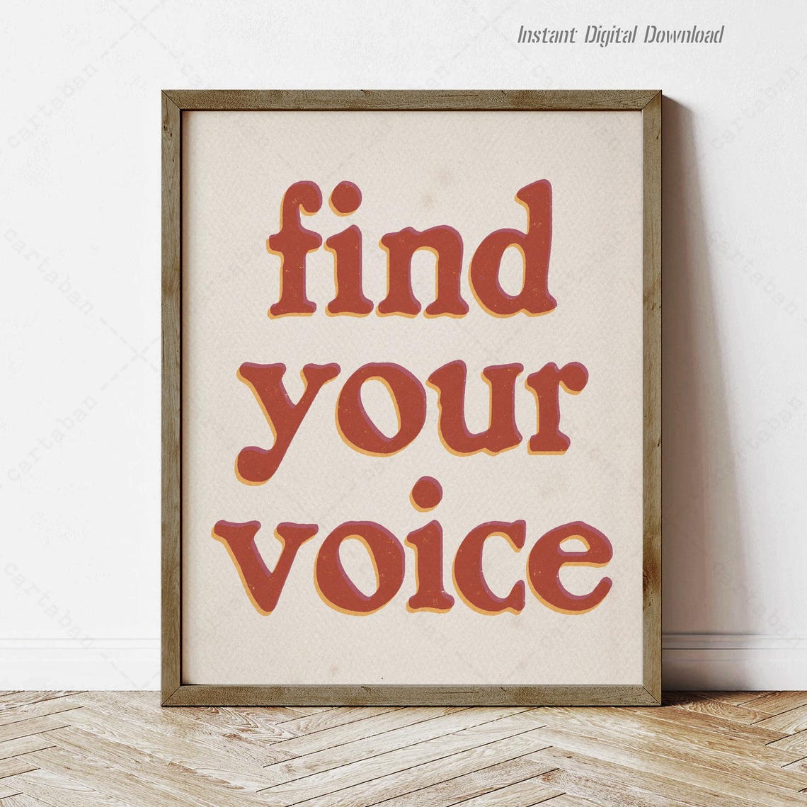 Find Your Voice Empowerment Quote Retro Typography Wall Art Poster