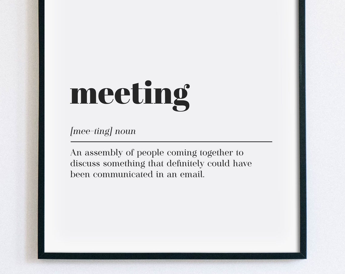 Funny Meeting Definition Dictionary Style Office Decor Wall Art