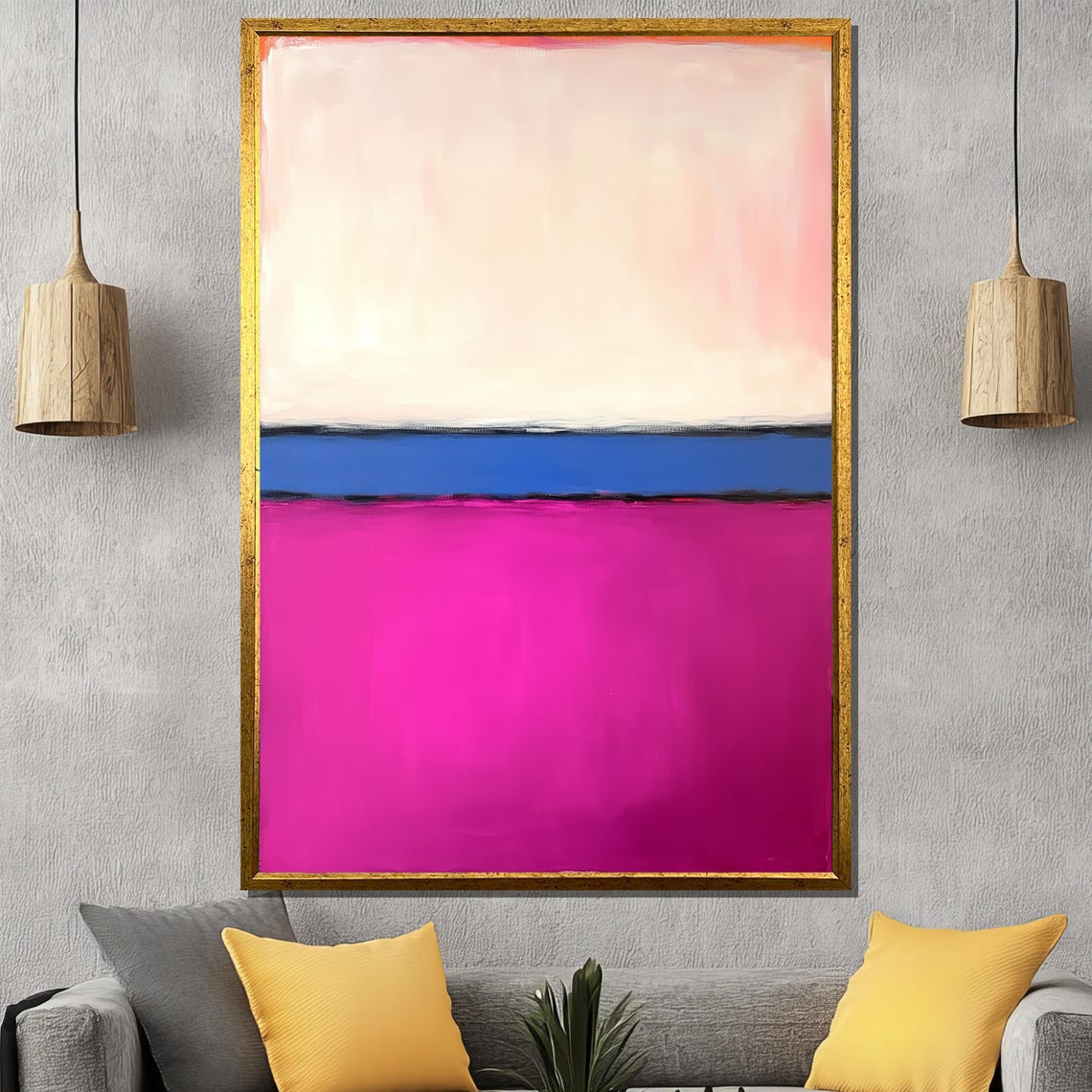 Rothko Style Blush Pink Blue Magenta Color Block Abstract Poster