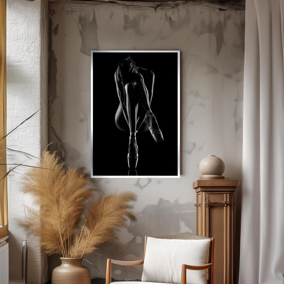 Ballet Dancer En Pointe Dramatic Black and White Poster For Dance Studios - Image 3