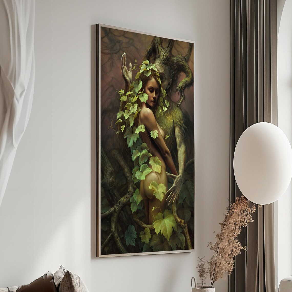 Enchanted Embrace Mystical Woman Entwined With A Forest Tree Spirit Poster