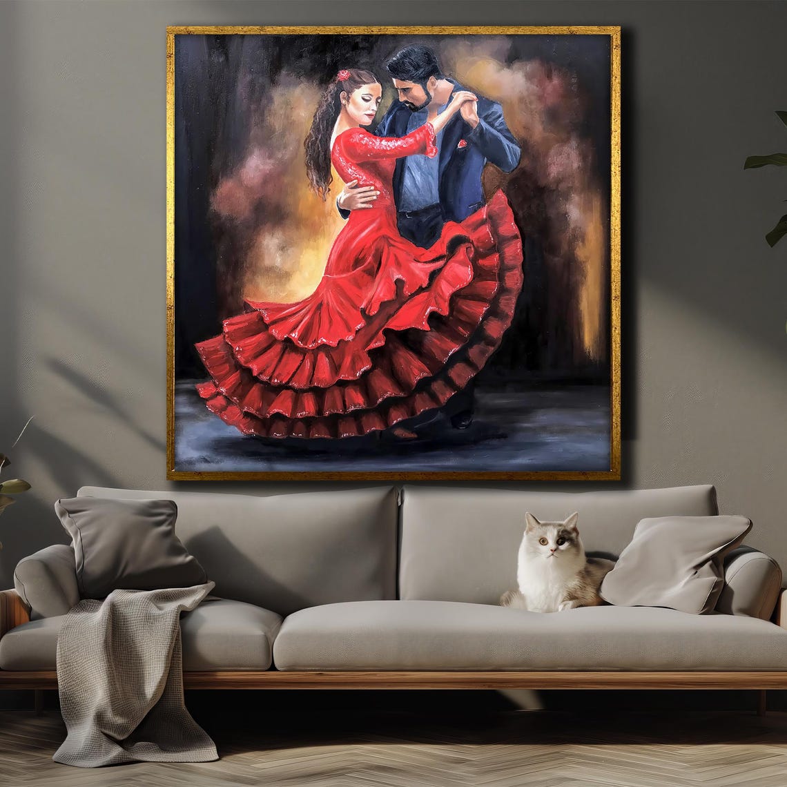 Elegant Flamenco Dance Couple Red Ruffled Dress Motion Poster - Image 4