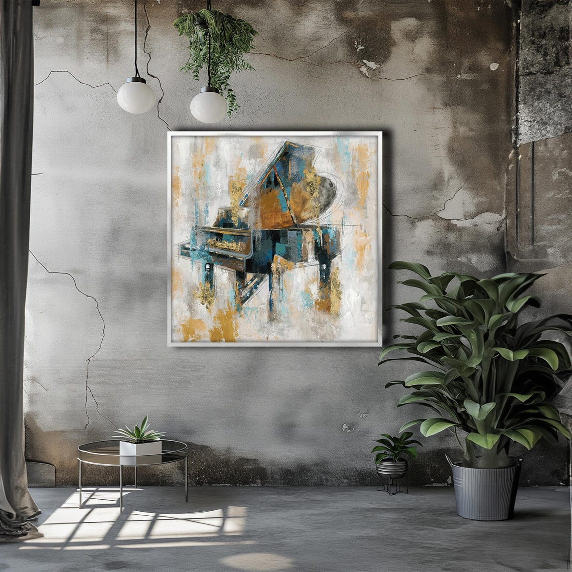 Abstract Grand Piano With Gold Accents Elegant Music Art Poster - Image 3