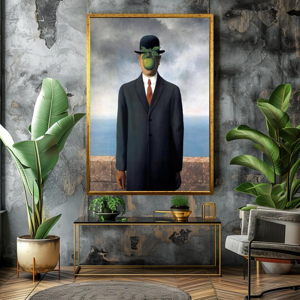 Iconic Rene Magritte The Son Of Man Green Apple Surrealist Poster - Image 4