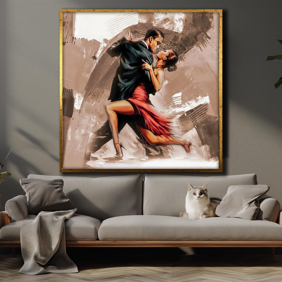 Passionate Tango Dance Couple in Red Dress Romantic Art Poster - Image 4