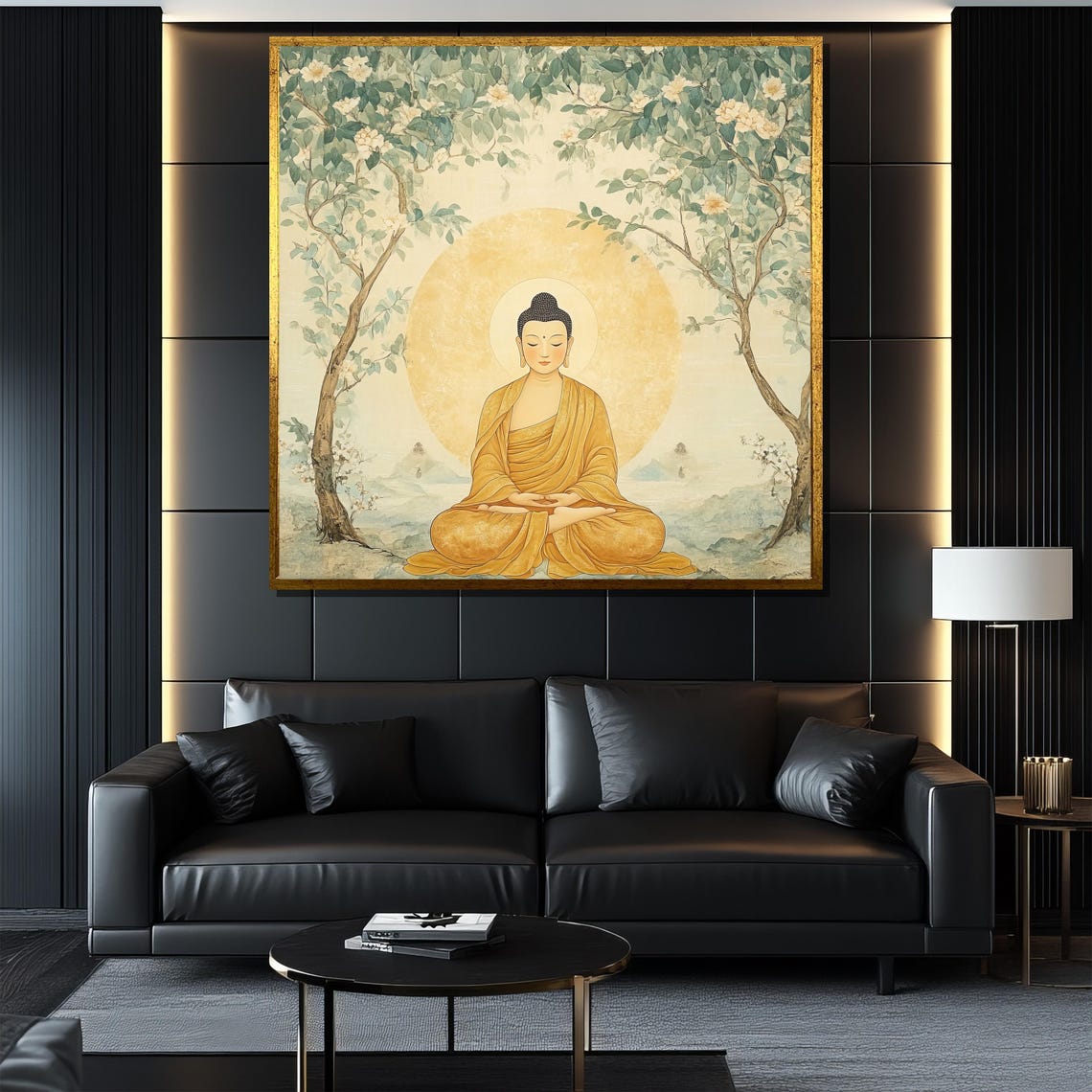 Tranquil Buddha Under Tree Painting Zen Wall Art Decor Spiritual Meditation Gift Nature Inspired Artwork Peaceful Home Decor - Image 4