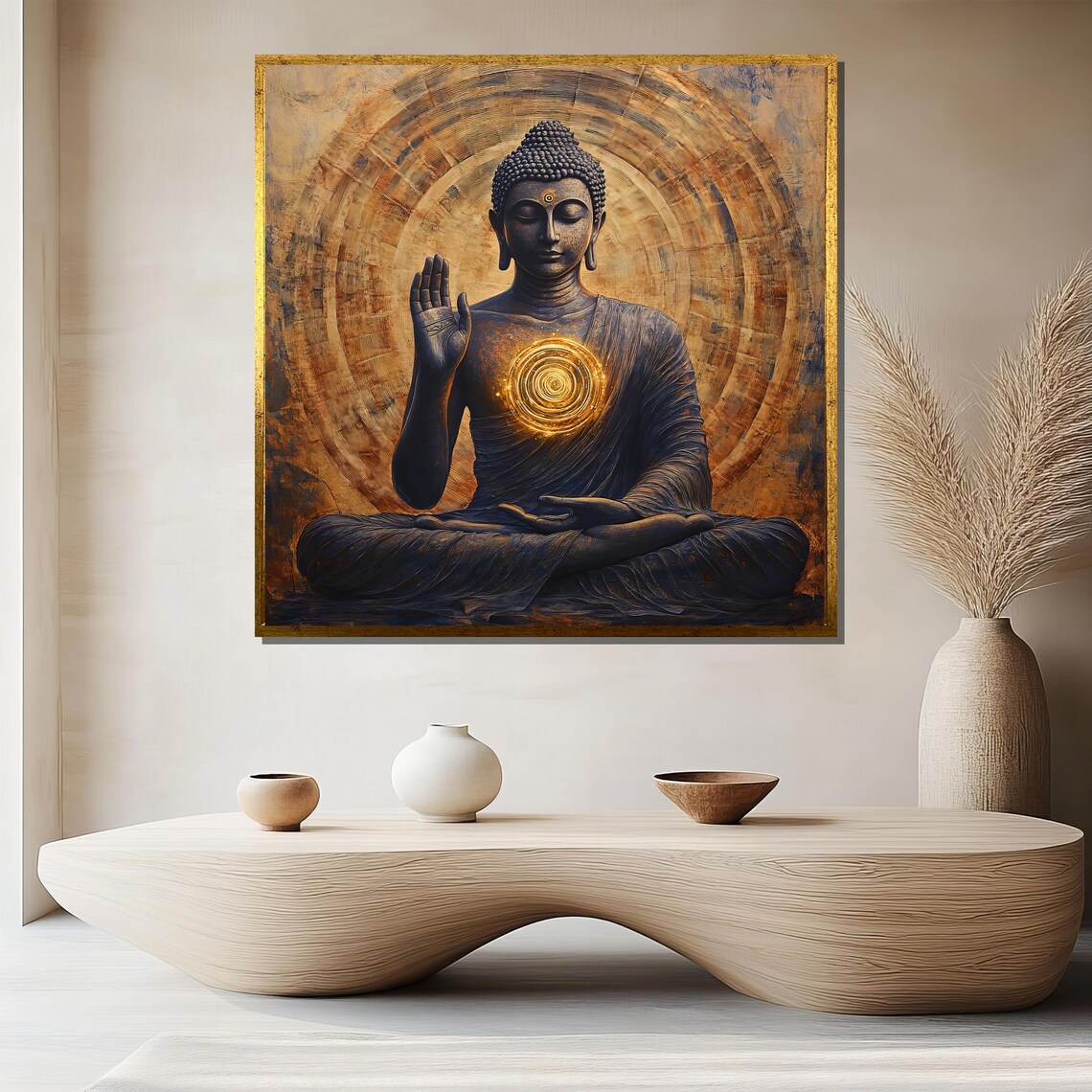 Radiant Buddha Painting, Spiritual Zen Abstract